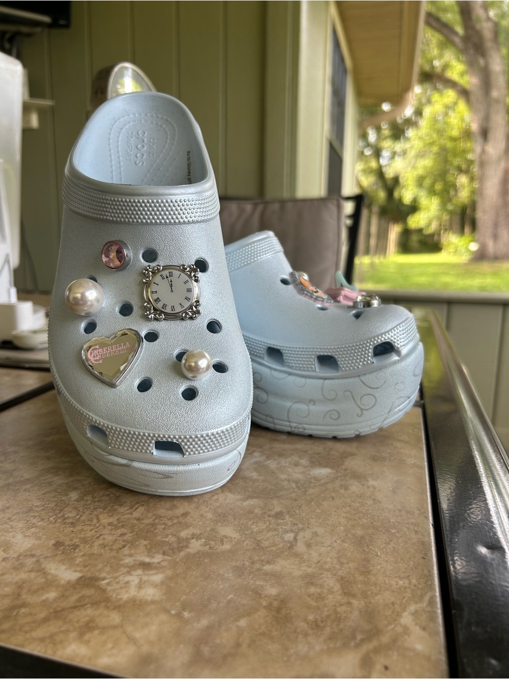 CROCS Light Blue Clogs with Decorative Charms